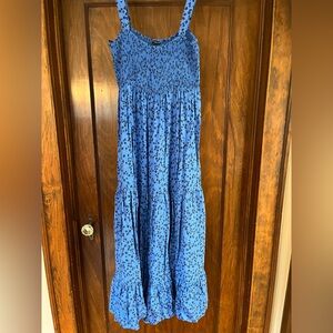 Zara Blue Tiered Maxi Sundress Casual Resort Wear